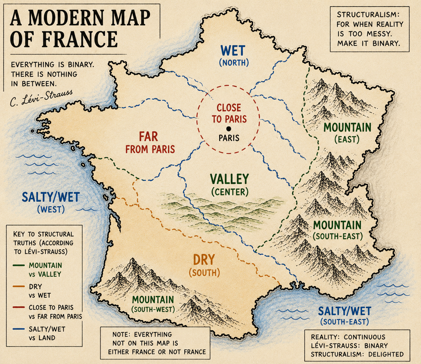 A Modern Map of France — satirising structuralist binary classification